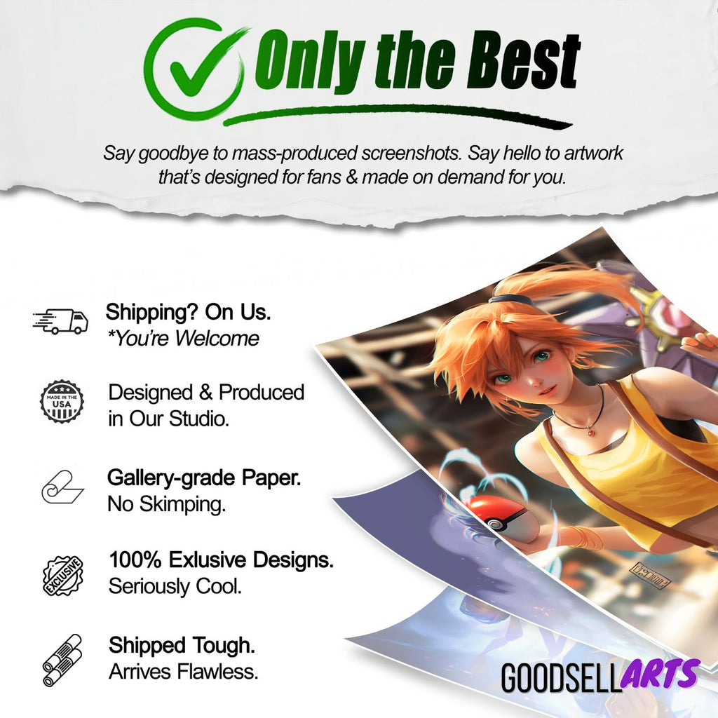 Gym Leader Misty Poster, Trainer Misty Wall Art , Gaming Poster, Video Game Wall Art , Game room decor, Nintendo poster, Pokemon  Misty