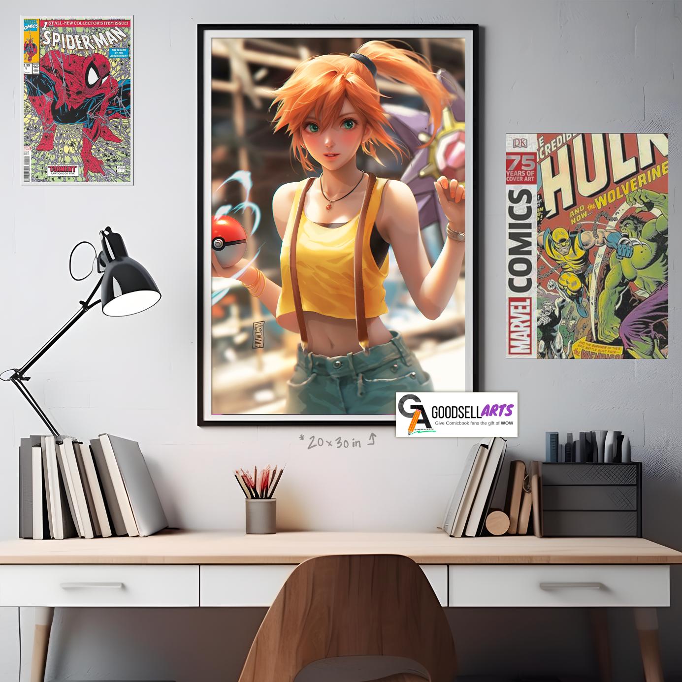 Gym Leader Misty Poster, Trainer Misty Wall Art , Gaming Poster, Video Game Wall Art , Game room decor, Nintendo poster, Pokemon  Misty