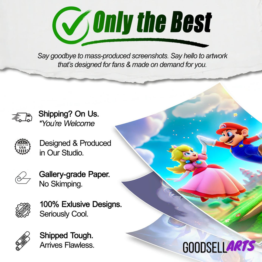 Mario and Peach Poster, Princess Toadstool poster, Super Mario Bros Poster, Video Game Wall Art, Gamer Gifts, Nintendo fan poster, game room