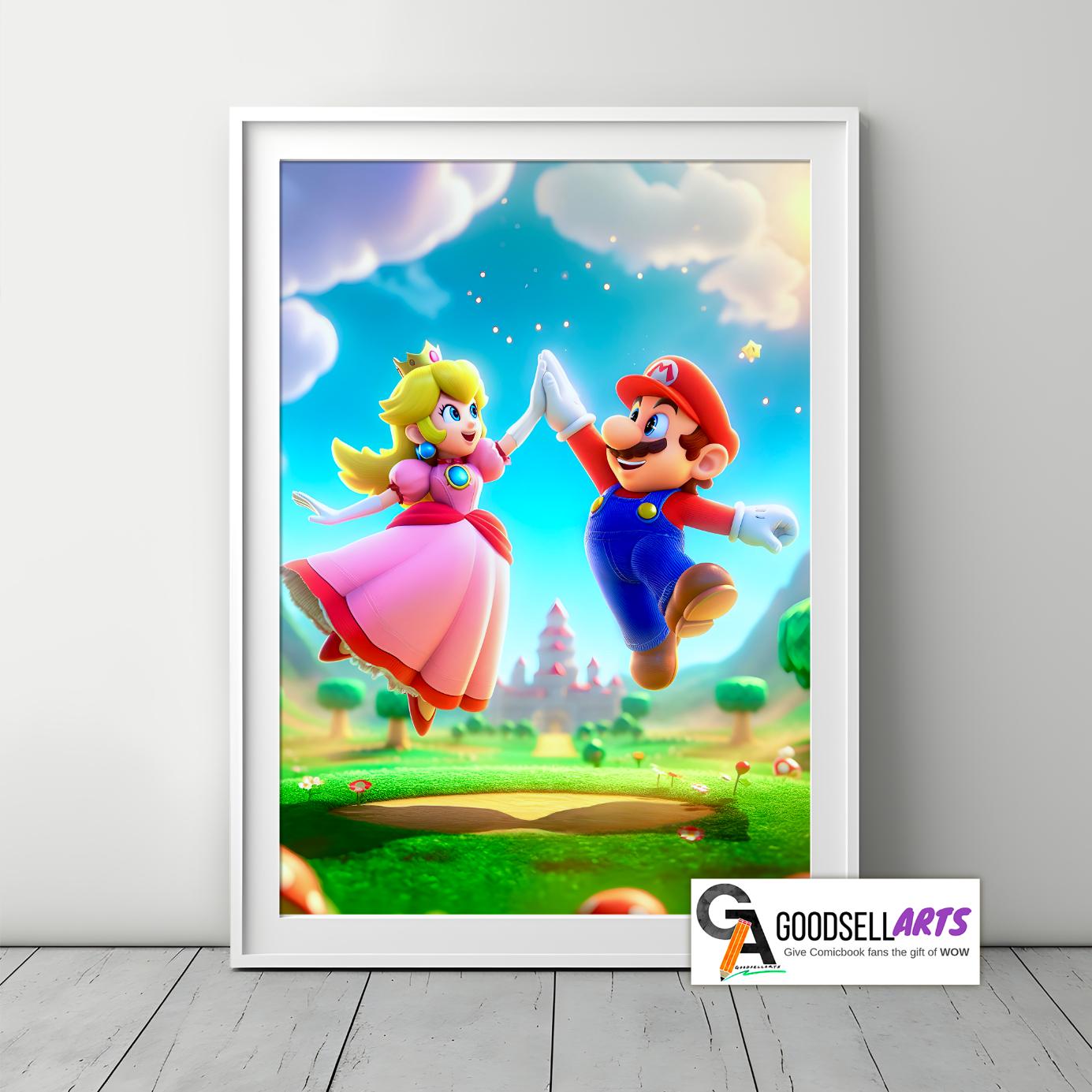 Mario and Peach Poster, Princess Toadstool poster, Super Mario Bros Poster, Video Game Wall Art, Gamer Gifts, Nintendo fan poster, game room