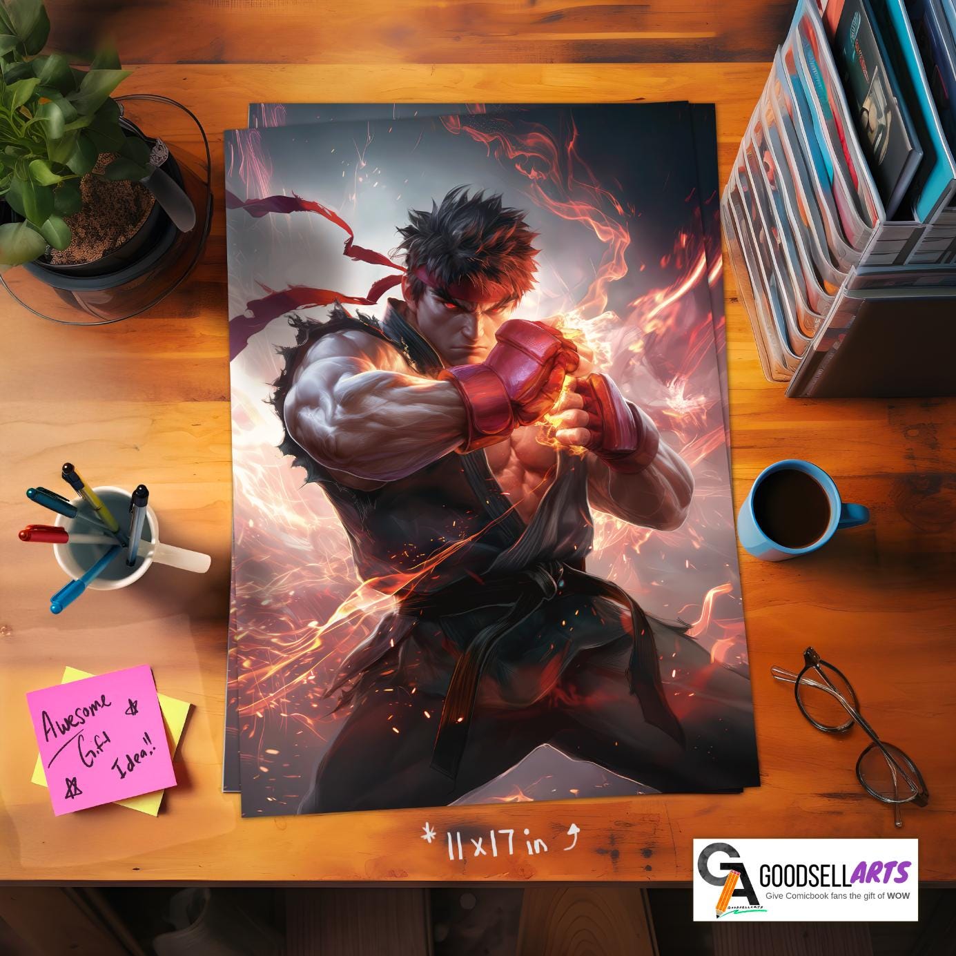 Evil Ryu Street Fighter Poster | Ryu Wall Art | SF6 poster | Ryu Art Print | Street Fighter Game Room Decor | Street Fighter 6 | Gamer GIft