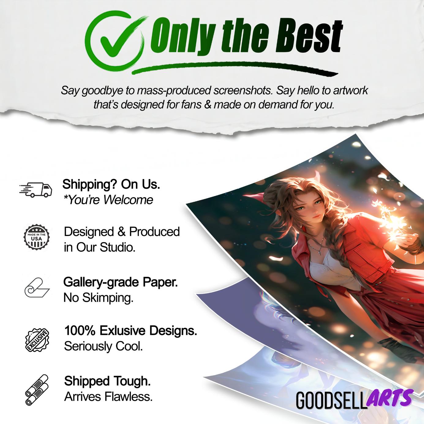 Aerith Final Fantasy Poster | FF7 Remake Prints, Aerith Gainsborough wall art, Final Fantasy fan gift, Large gamer decor, RPG Gamer Gift