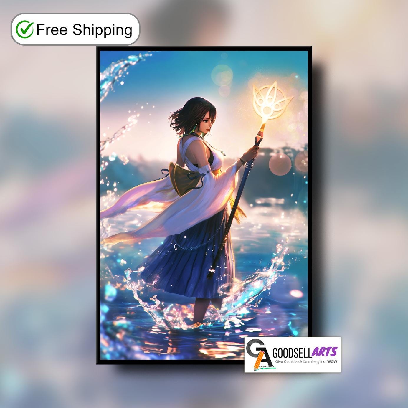 Yuna Final Fantasy Poster | FFX Video Game | Final Fantasy Prints | Yuna art print Final Fantasy RPG gift | Large poster | Gamer Room decor