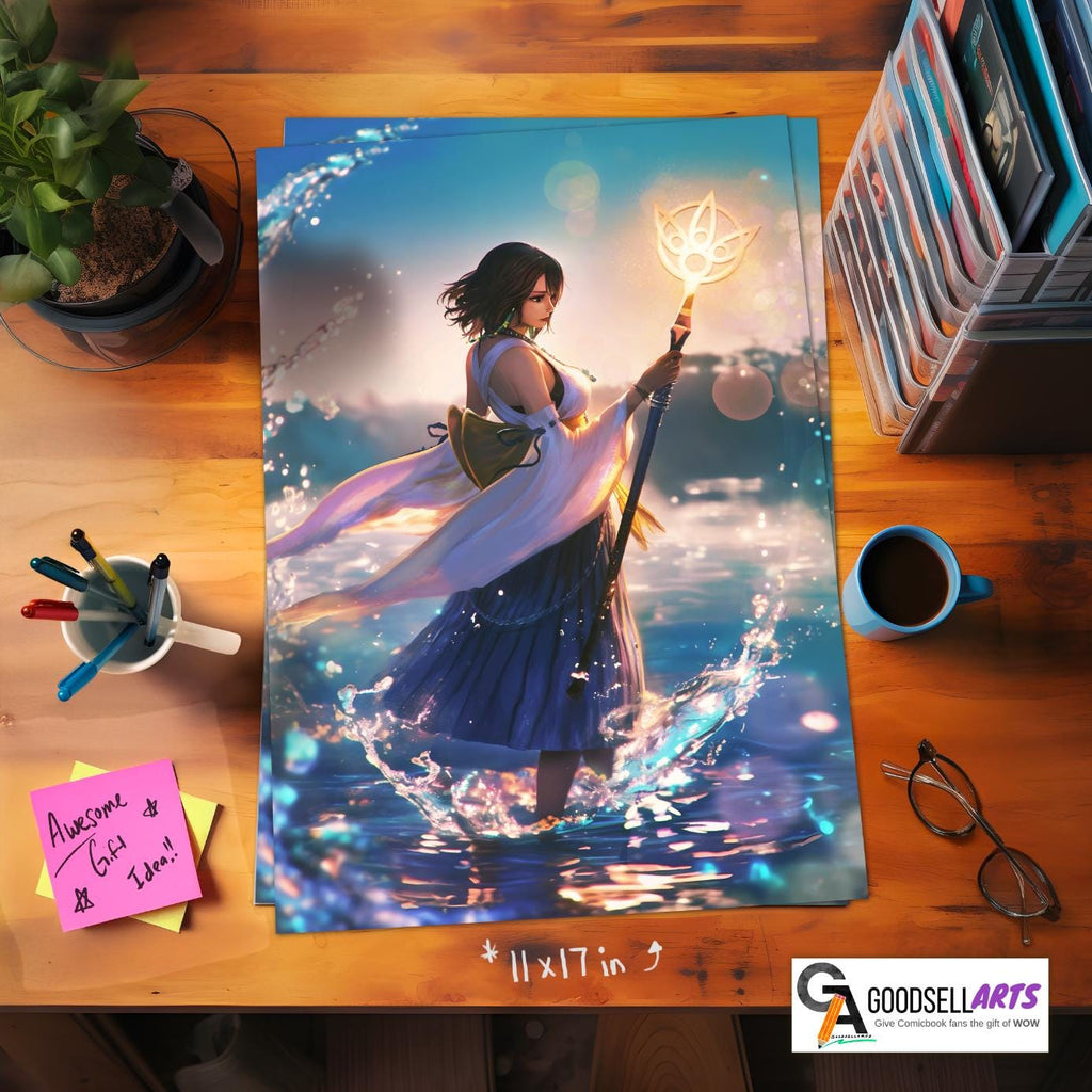 Yuna Final Fantasy Poster | FFX Video Game | Final Fantasy Prints | Yuna art print Final Fantasy RPG gift | Large poster | Gamer Room decor