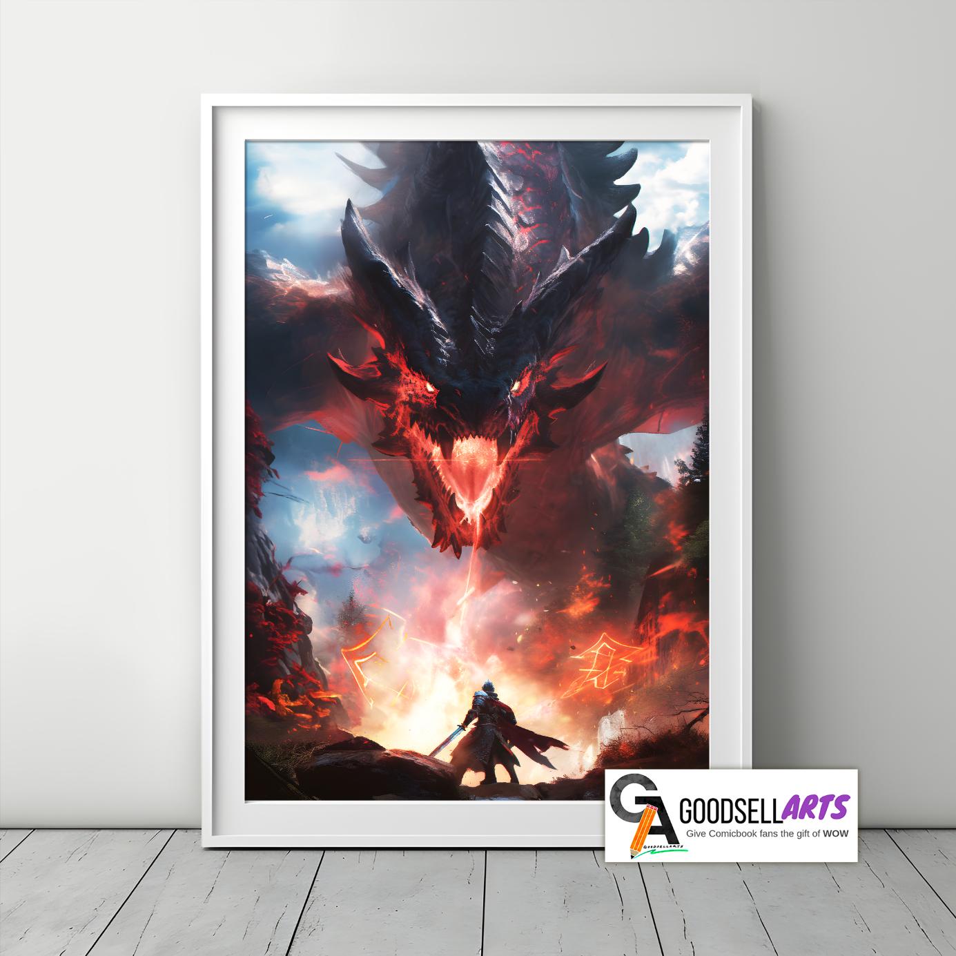Monster Hunter Poster, Elder Dragon, Fantasy Gaming Wall Art, Safi&#39;jiiva, Gamer Room Decor, Video Game Art, Monster Hunter Fan Gift