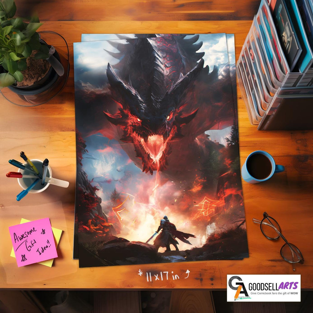 Monster Hunter Poster, Elder Dragon, Fantasy Gaming Wall Art, Safi&#39;jiiva, Gamer Room Decor, Video Game Art, Monster Hunter Fan Gift