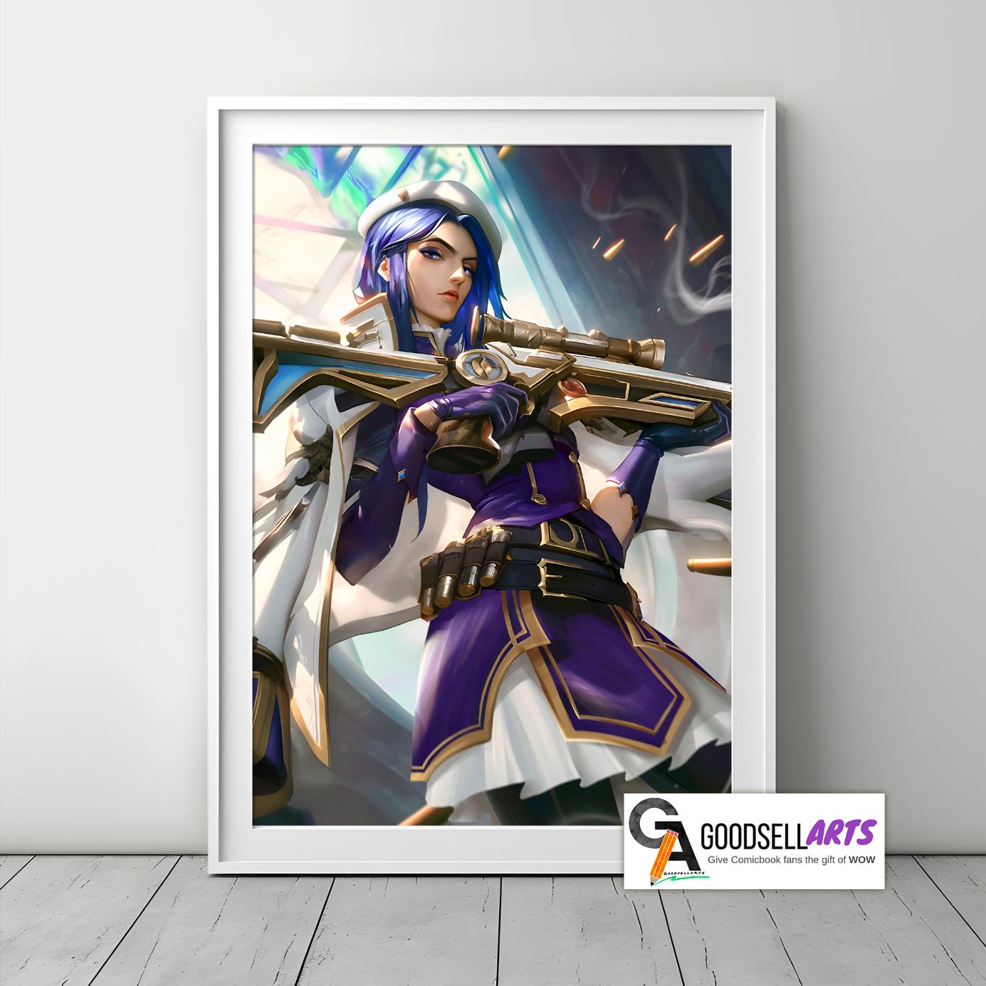 Arcane Caitlyn Poster Print | League of Legends art | Video Game Poster LoL Anime Art | Caitlyn Champion art | Game room decor | Arcane gift