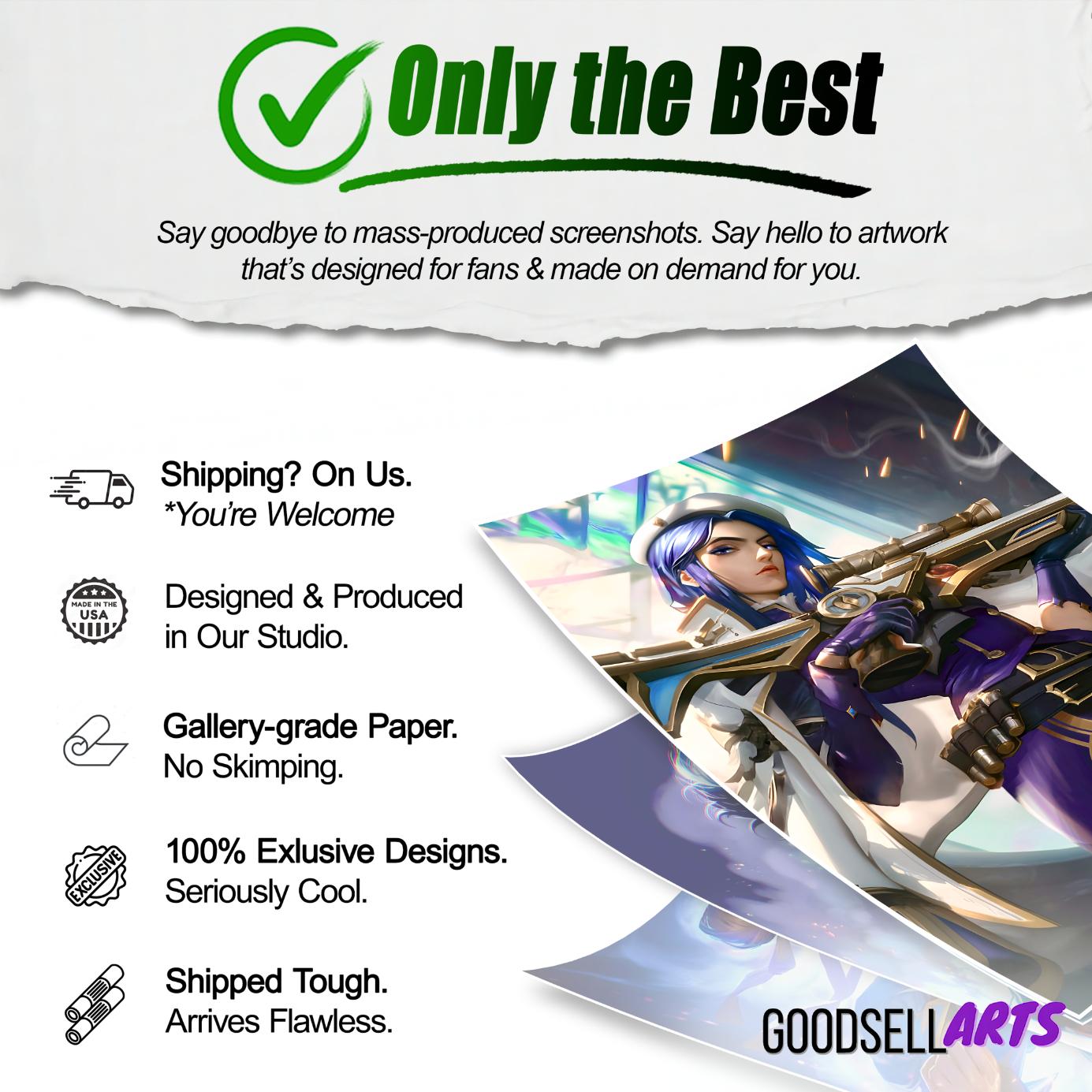 Arcane Caitlyn Poster Print | League of Legends art | Video Game Poster LoL Anime Art | Caitlyn Champion art | Game room decor | Arcane gift