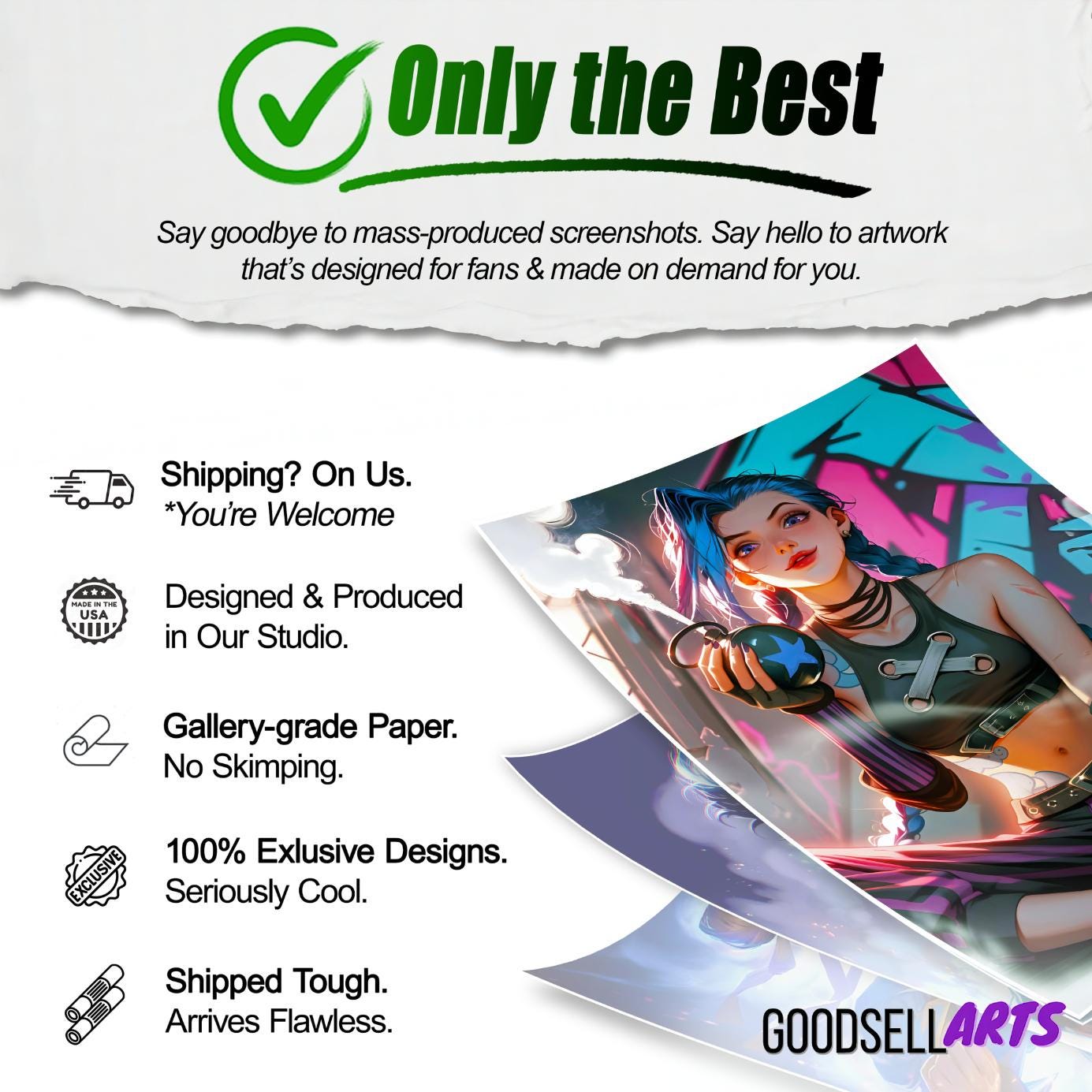 Arcane Jinx Poster Print | League of Legends art |  Video Game Poster | LoL Anime Poster Art | Jinx Powder | Game room decor | Gift for him