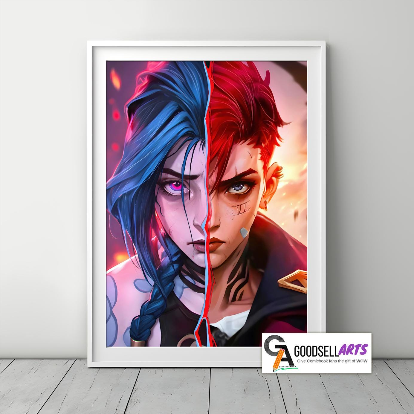 Arcane Vi and Jinx Poster | League of Legends art |  Video Game Poster| LoL Anime Poster Art | Vi Jinx art | Game room decor | Arcane gift
