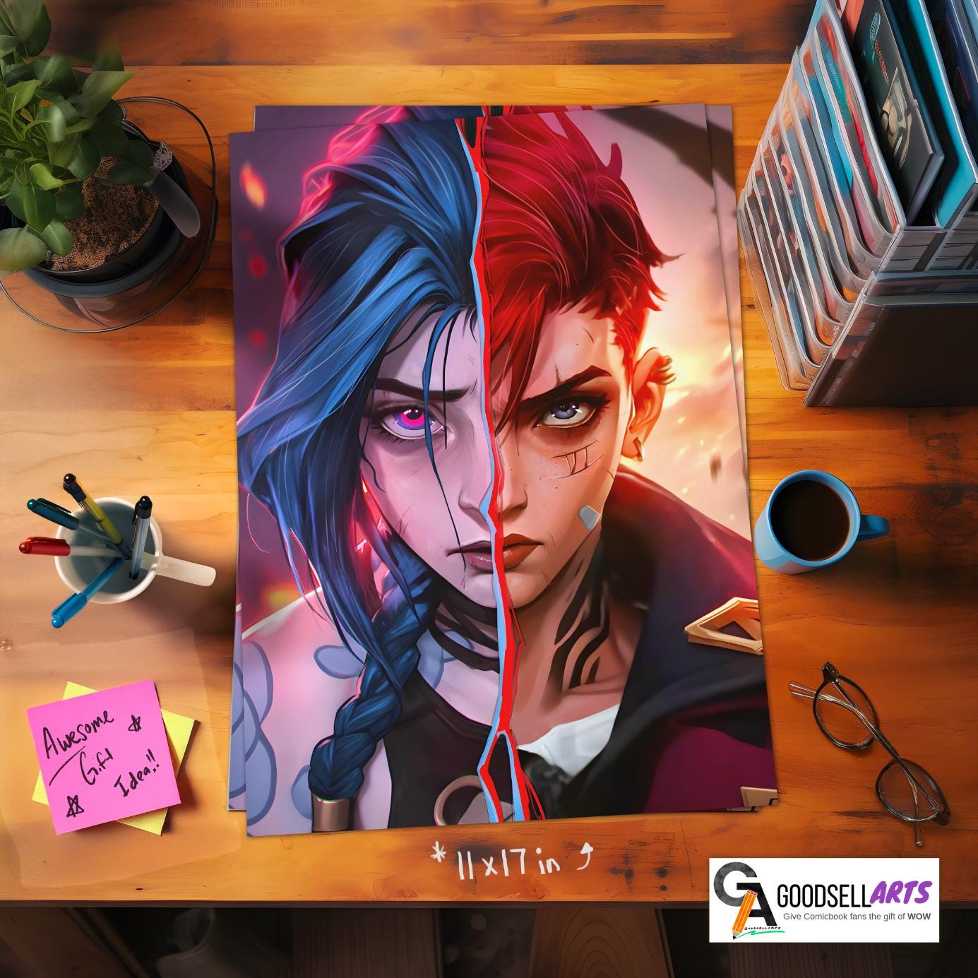 Arcane Vi and Jinx Poster | League of Legends art |  Video Game Poster| LoL Anime Poster Art | Vi Jinx art | Game room decor | Arcane gift