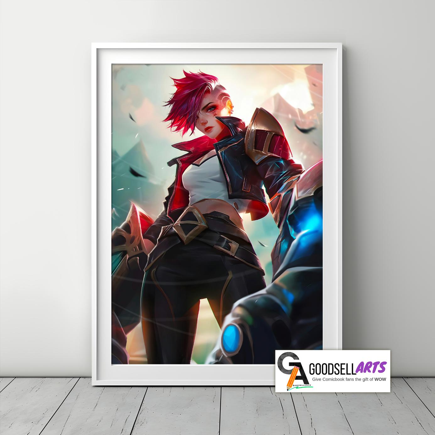 Arcane Vi Poster Print | League of Legends art |  Video Game Poster| LoL Anime Poster Art | Vi Champion art | Game room decor | Arcane gift