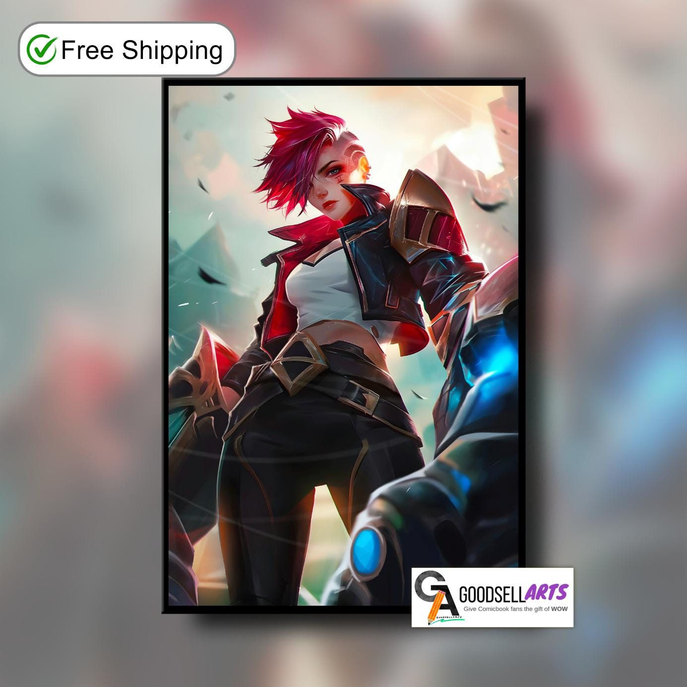 Arcane Vi Poster Print | League of Legends art |  Video Game Poster| LoL Anime Poster Art | Vi Champion art | Game room decor | Arcane gift