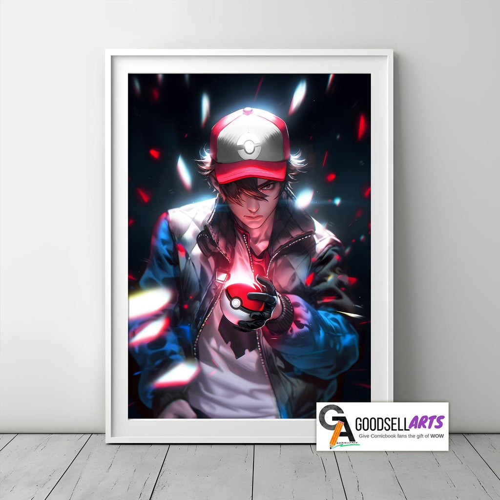 Ash Ketchum Poster | Trainer Ash Wall Art | Gaming Poster | Video Game Wall Art | Gamer Gifts | Nintendo poster | Ash Ketchum Art Print