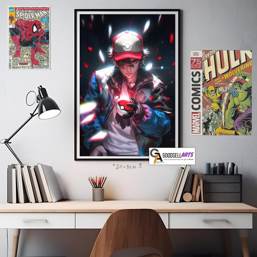 Ash Ketchum Poster | Trainer Ash Wall Art | Gaming Poster | Video Game Wall Art | Gamer Gifts | Nintendo poster | Ash Ketchum Art Print