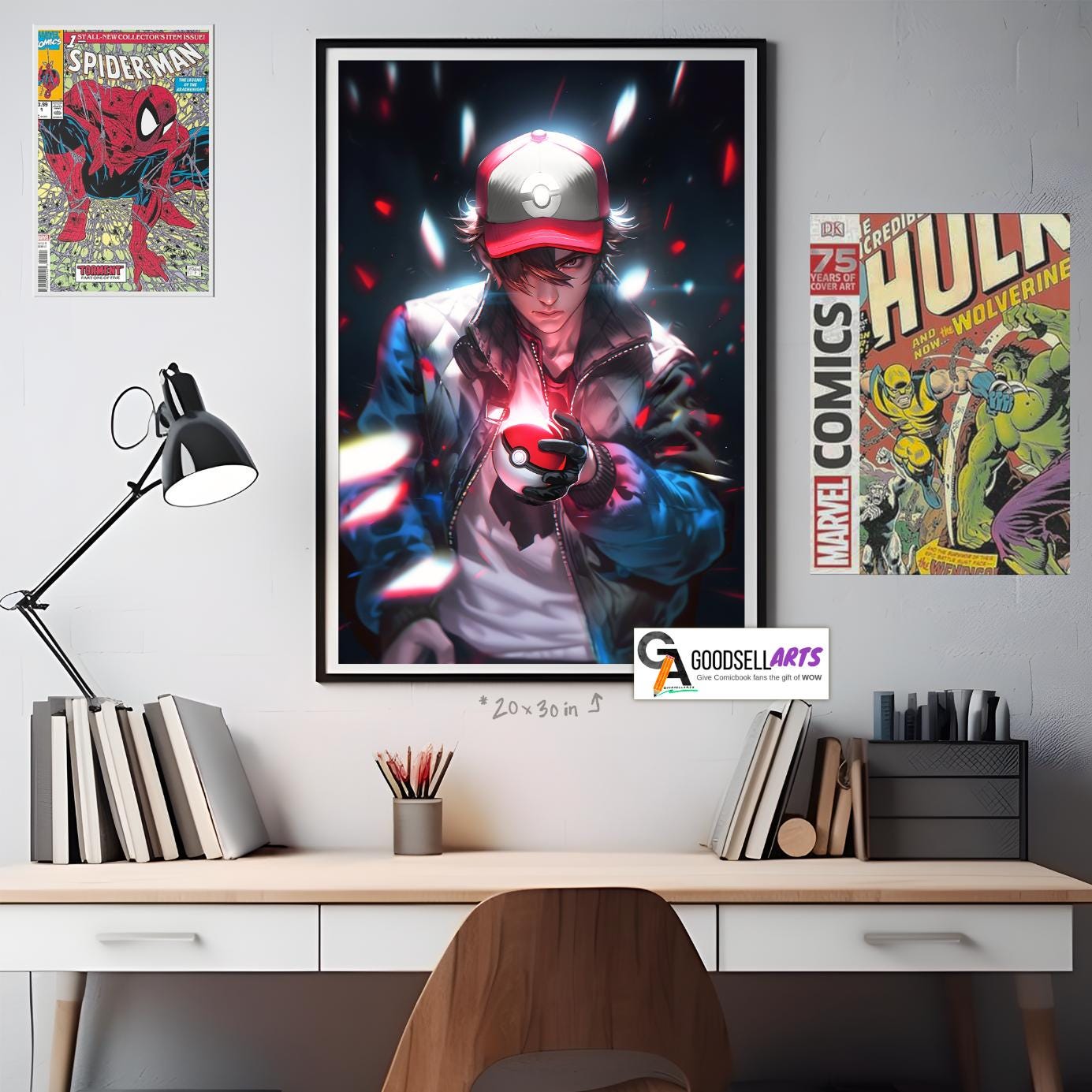 Ash Ketchum Poster | Trainer Ash Wall Art | Gaming Poster | Video Game Wall Art | Gamer Gifts | Nintendo poster | Ash Ketchum Art Print