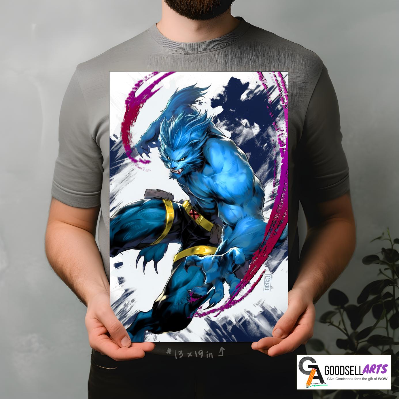 Beast X-Men Art print, Marvel X-Men poster, Hank McCoy Beast wall art, X-Men Gift, X-Men 97, gamer room decor, Marvel wall art