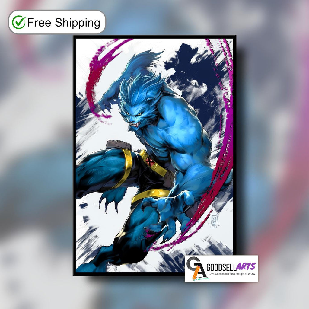 Beast X-Men Art print, Marvel X-Men poster, Hank McCoy Beast wall art, X-Men Gift, X-Men 97, gamer room decor, Marvel wall art