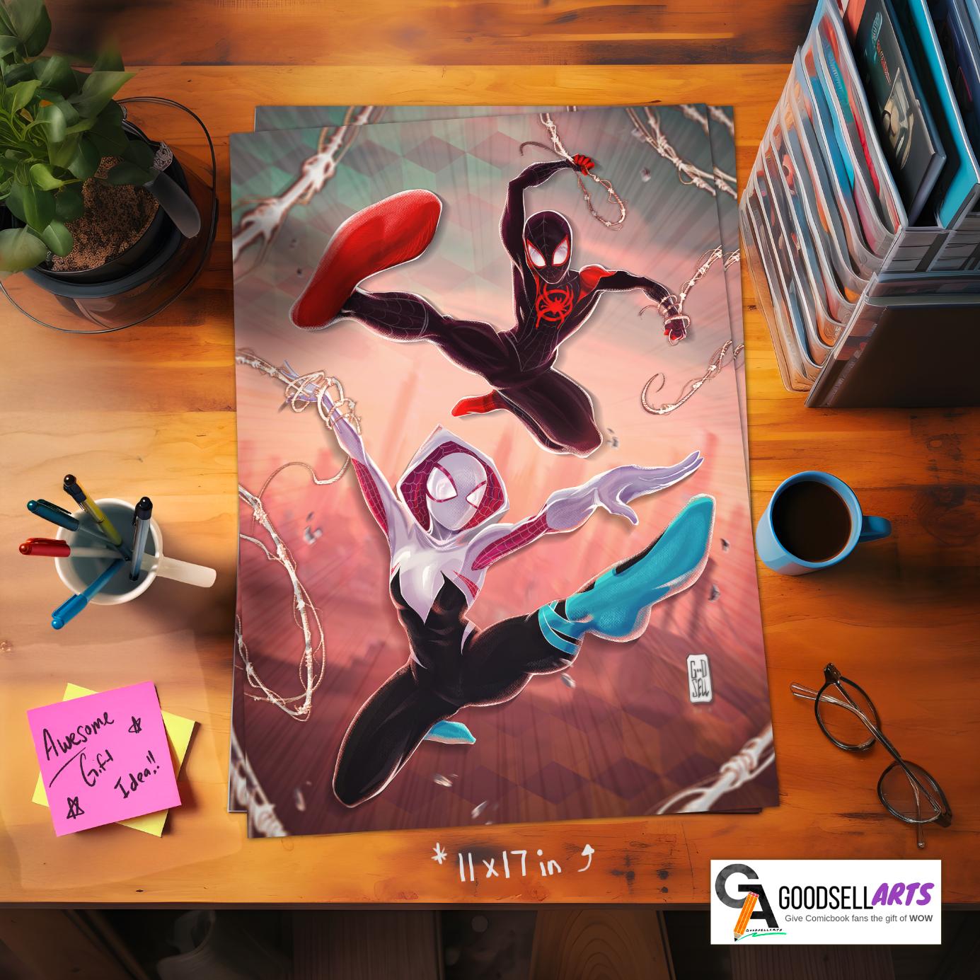 Miles Morales and Gwen Stacy Spiderverse poster | Spider-man poster | Miles Morales poster | Gwen Stacy Poster | Miles and Gwen art print