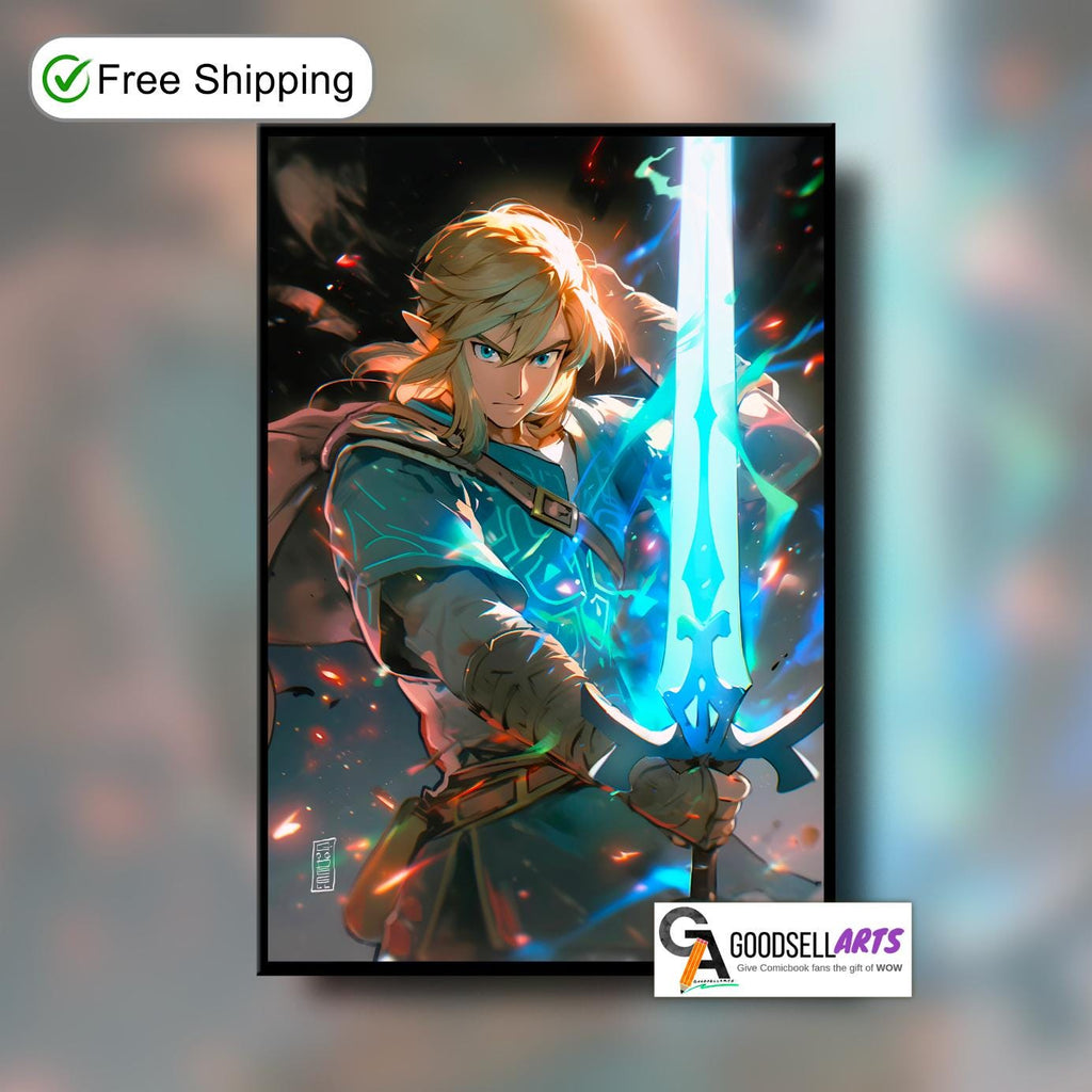 Zelda Link Poster | Master sword | Legend of Zelda Gift | Gamer Gifts | Breath of the Wild | Tears of the Kingdom | Zelda wall art print