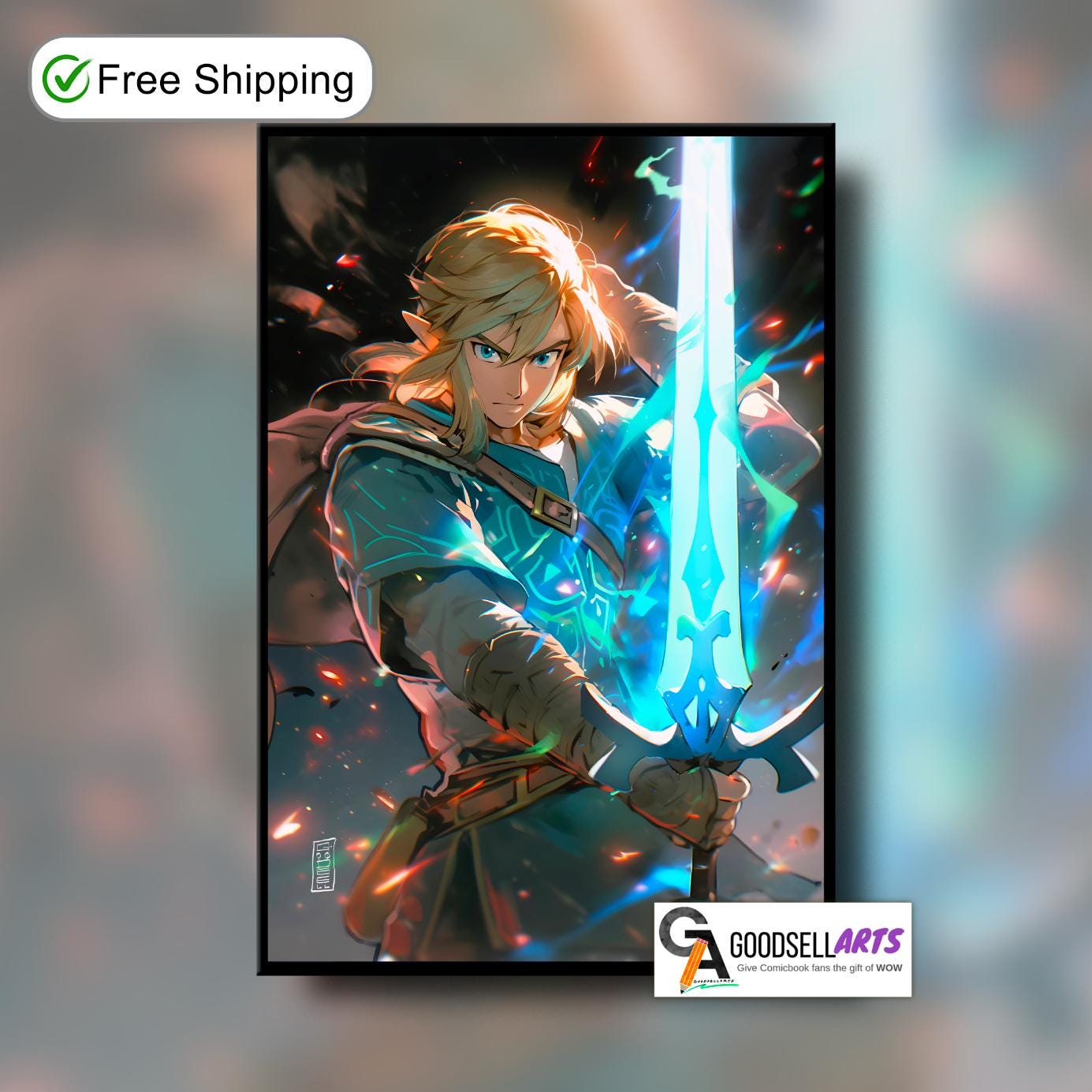 Zelda Link Poster | Master sword | Legend of Zelda Gift | Gamer Gifts | Breath of the Wild | Tears of the Kingdom | Zelda wall art print