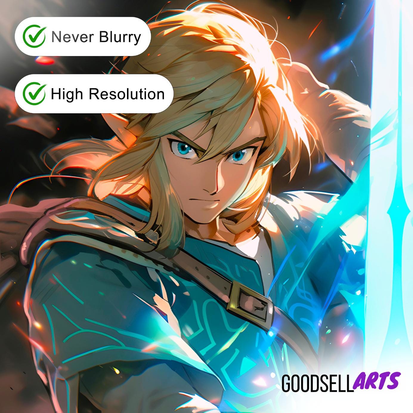 Zelda Link Poster | Master sword | Legend of Zelda Gift | Gamer Gifts | Breath of the Wild | Tears of the Kingdom | Zelda wall art print
