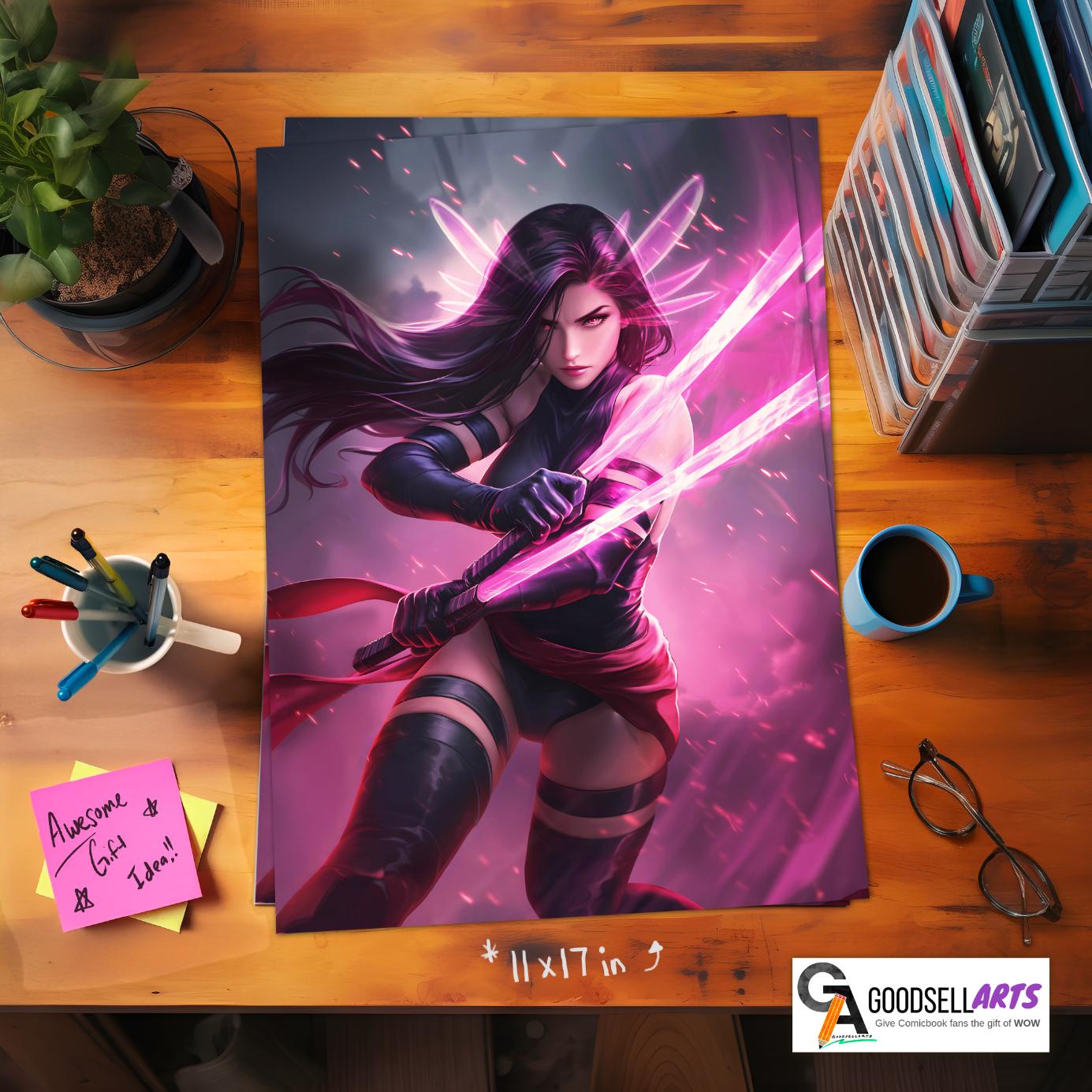 Psylocke Poster Print | Marvel Rivals Poster | X-Men art print | Video Game art | Betsy Braddock | Game room decor | Marvel X-men poster
