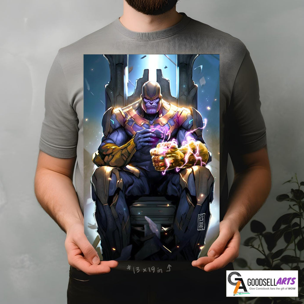 Thanos Poster |  Avengers Thanos Wall Art | Avengers Thanos Art Print | Marvel Thanos Art | Infinity Gauntlet poster | Geek Room Decor