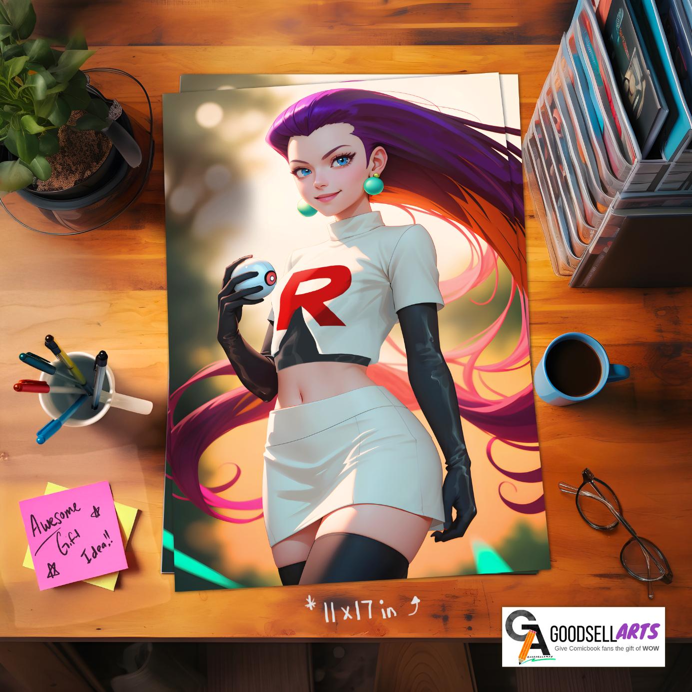 Jessie Team Rocket Poster | Pokemon Poster | Gaming Gift | Video Game Wall Art | Jessie Trainer print | Jessie James Team Rocket art print