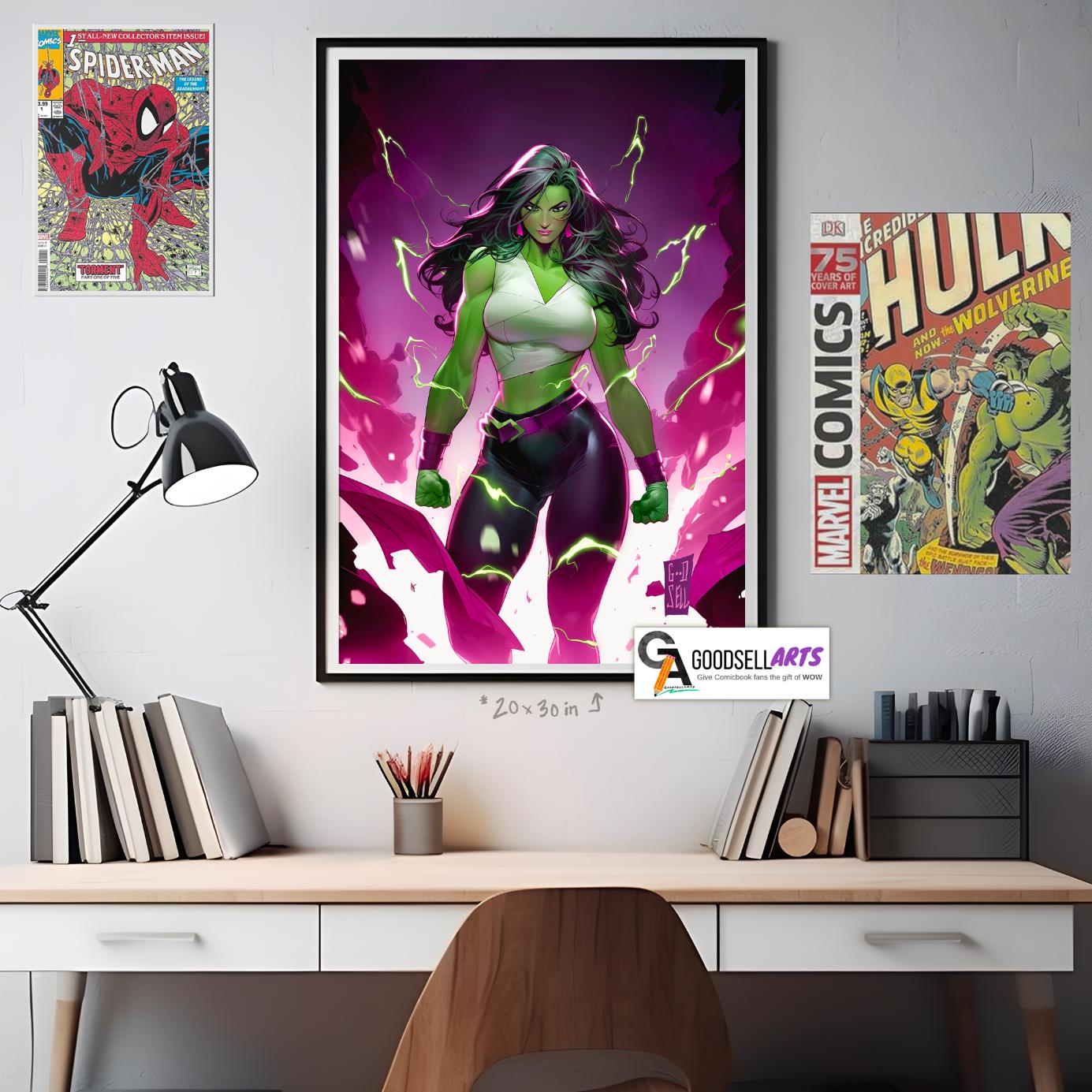 She-Hulk Poster Print | Avengers She-Hulk Poster |Jennifer Walters Print | Marvel She-Hulk Wall Art | Collectible | Comic fan gift