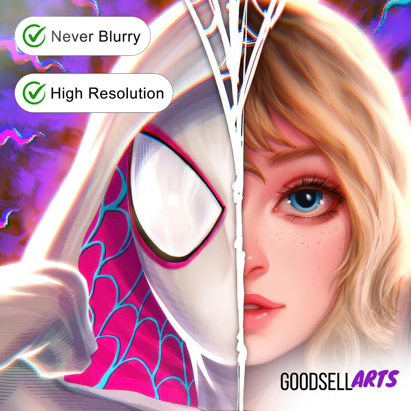 Gwen Stacy Spiderverse poster, Spider-Man SpiderVerse art print, Spider-Woman, Ghost spider, Spider-Gwen, Comic book art fan gift