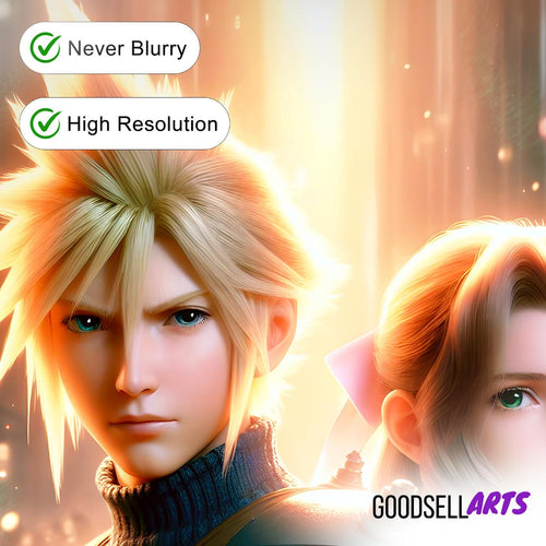 Aerith and Cloud Final Fantasy Poster, FF7 Rebirth Art Print, Aerith Gainsborough & Cloud Strife Final Fantasy 7 wall art, Game room decor