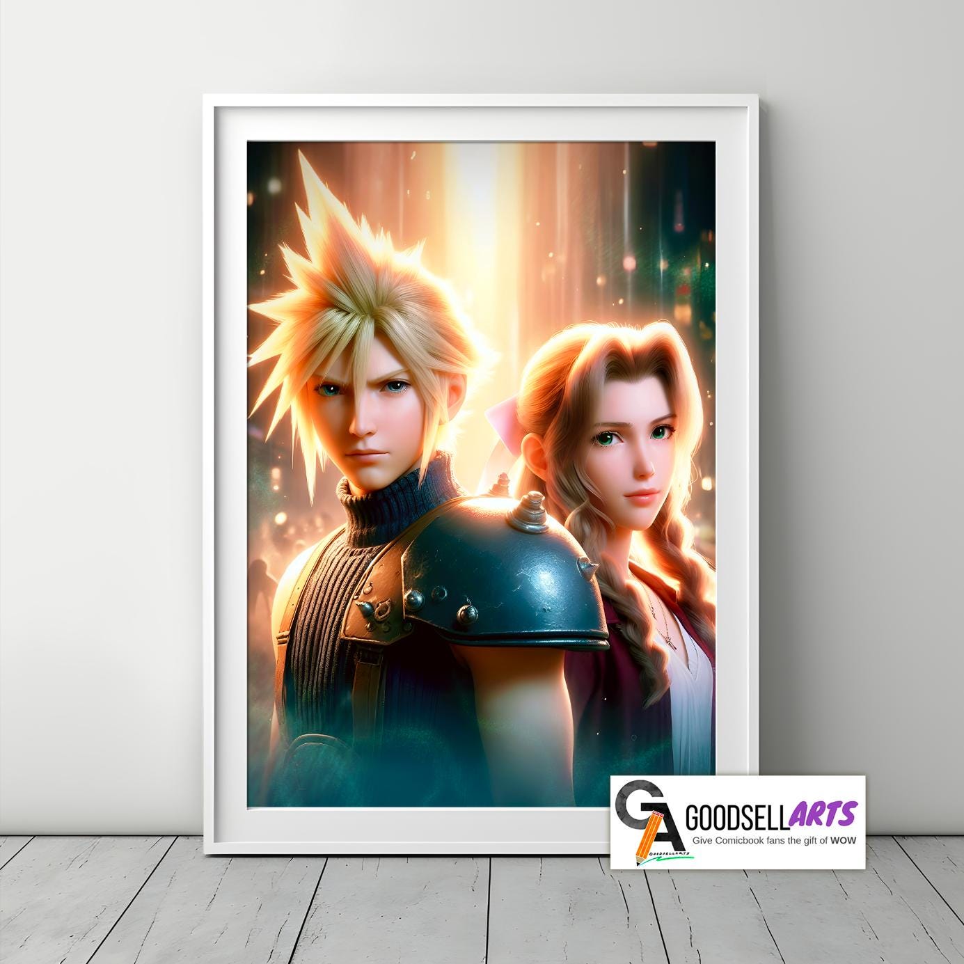 Aerith and Cloud Final Fantasy Poster, FF7 Rebirth Art Print, Aerith Gainsborough & Cloud Strife Final Fantasy 7 wall art, Game room decor