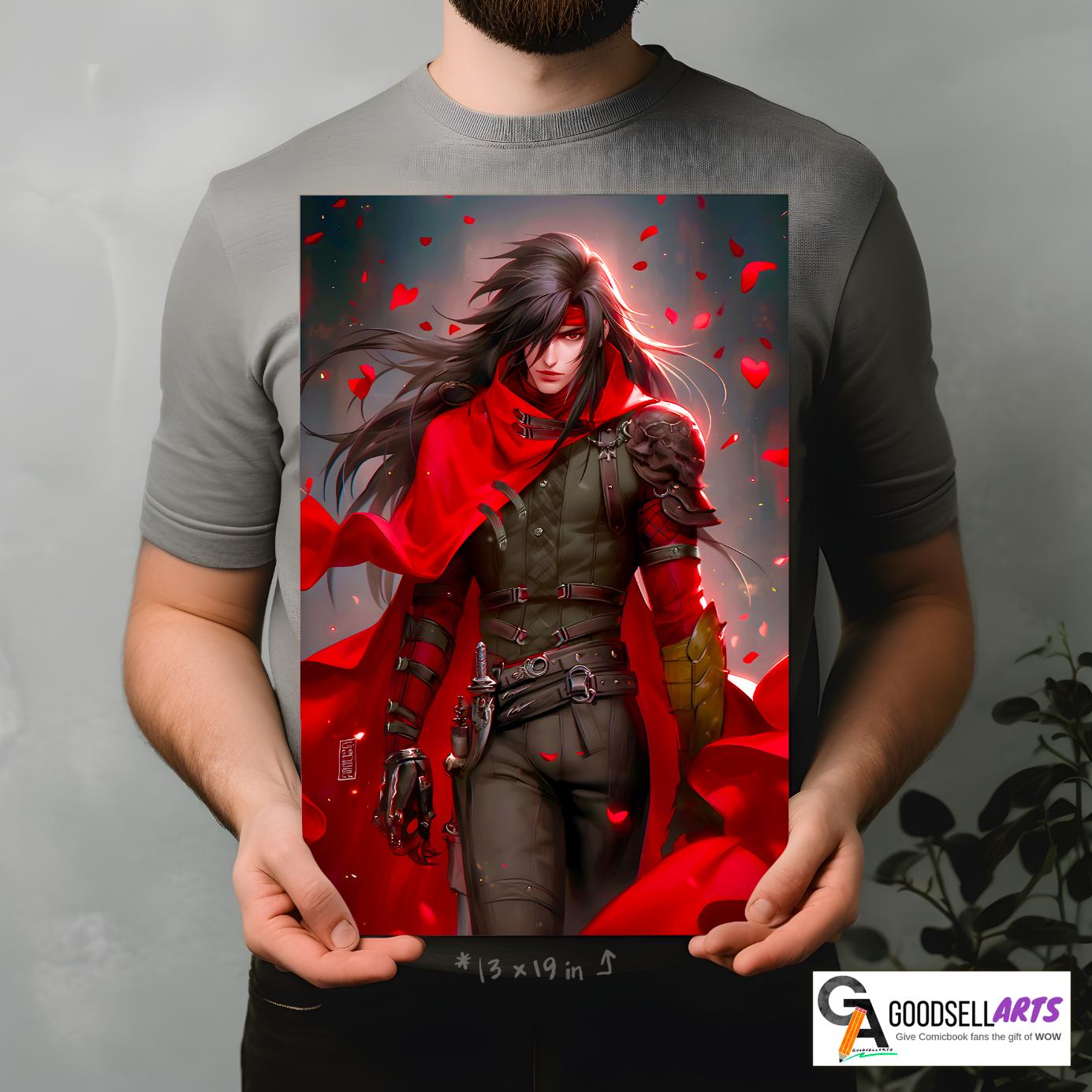 Vincent Valentine Final Fantasy 7 poster | Vincent FF7 art print | Vincent Gaming poster | FF7 remake rebirth | Gamer Room Decor | ff7 gift