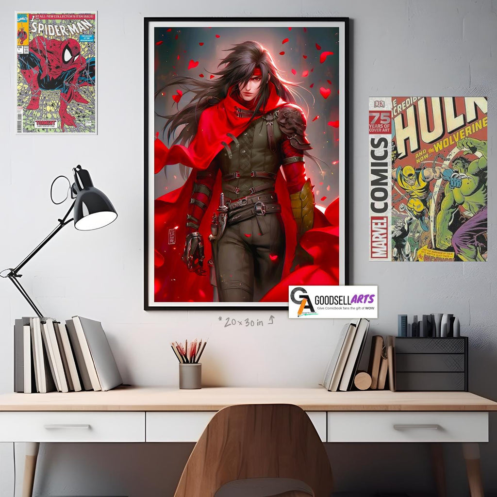 Vincent Valentine Final Fantasy 7 poster | Vincent FF7 art print | Vincent Gaming poster | FF7 remake rebirth | Gamer Room Decor | ff7 gift