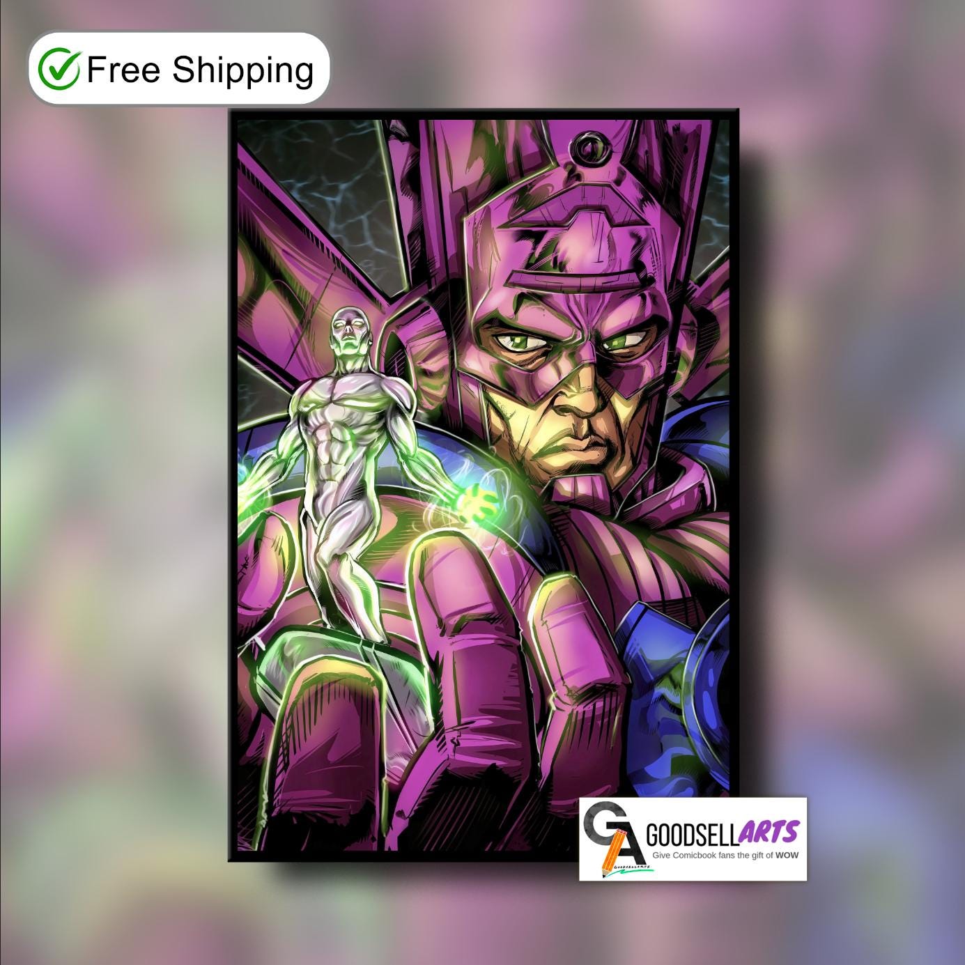Galactus and Silver Surfer Poster | Marvel wall art | Silver Surfer print | Game room decor | Marvel Fantastic 4 | Fantastic Four art print