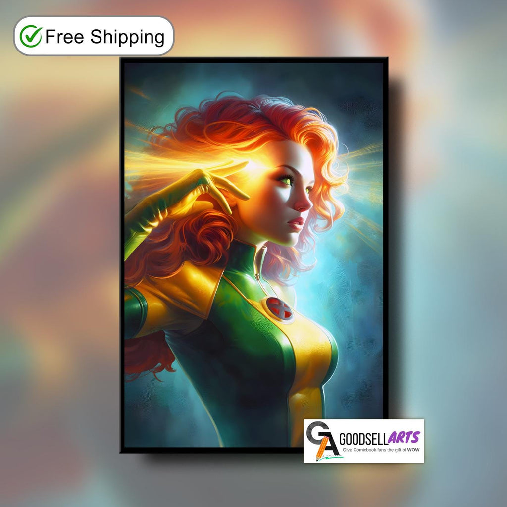 Jean Grey Poster | X-Men Phoenix Poster | Jean Grey Art Print | Marvel Wall Art | Phoenix Force | Jean Gray Marvel Girl Art | Comic gift
