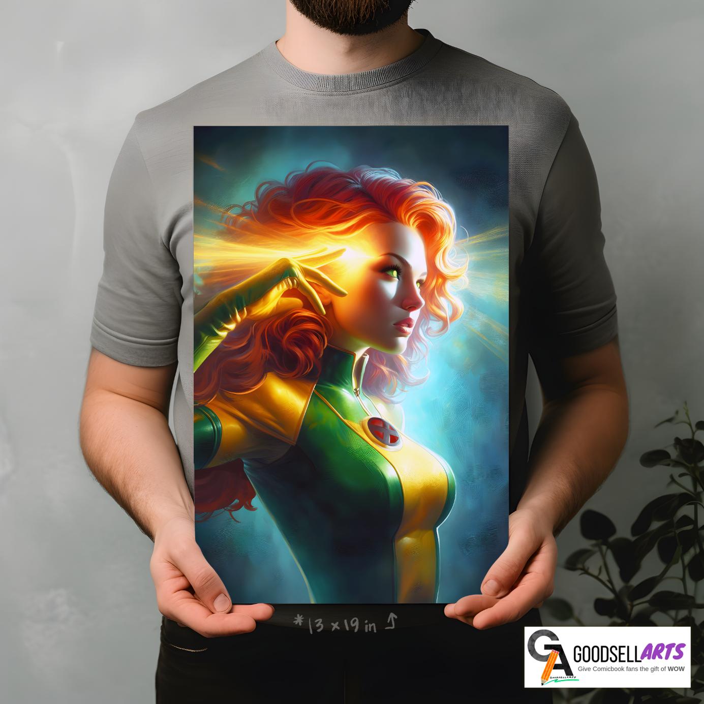 Jean Grey Poster | X-Men Phoenix Poster | Jean Grey Art Print | Marvel Wall Art | Phoenix Force | Jean Gray Marvel Girl Art | Comic gift