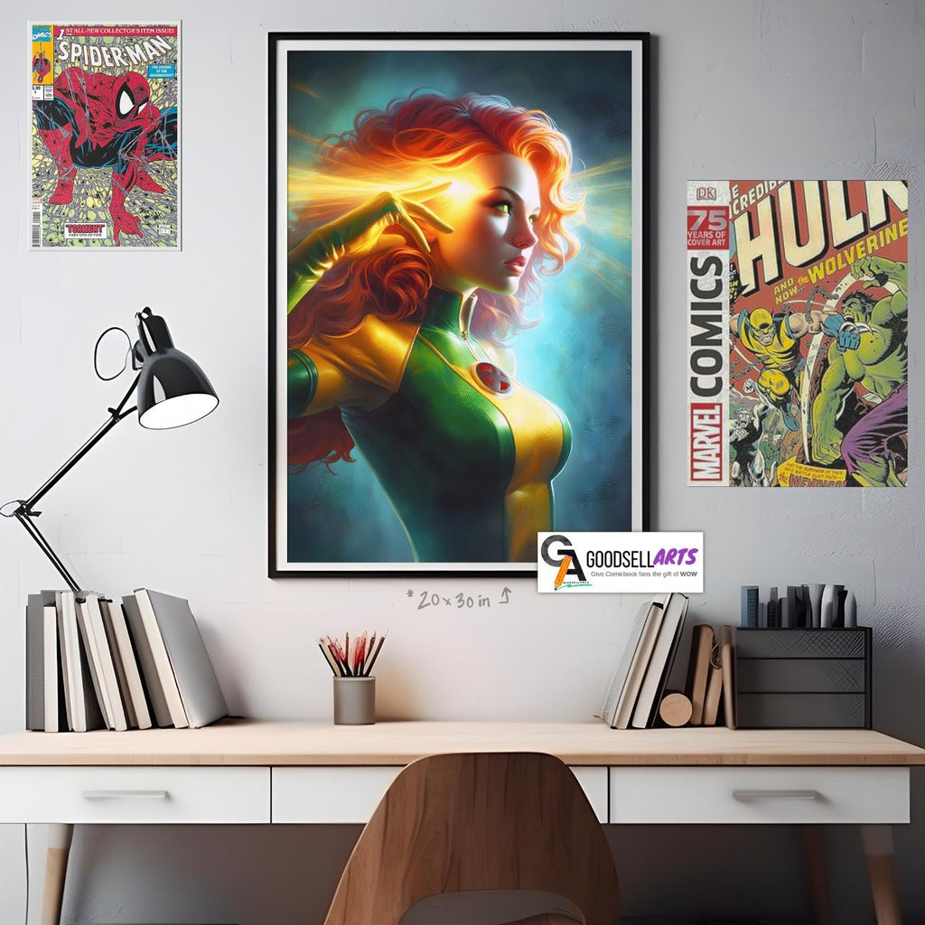 Jean Grey Poster | X-Men Phoenix Poster | Jean Grey Art Print | Marvel Wall Art | Phoenix Force | Jean Gray Marvel Girl Art | Comic gift