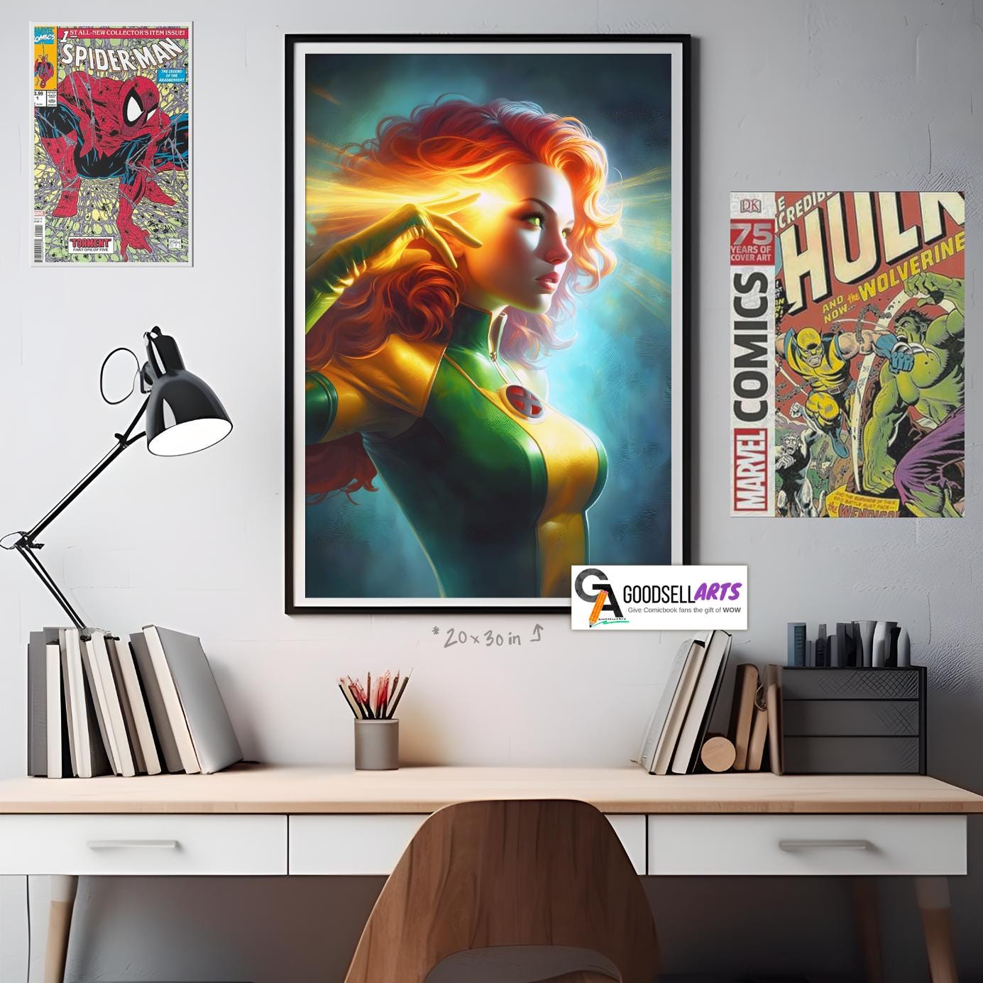 Jean Grey Poster | X-Men Phoenix Poster | Jean Grey Art Print | Marvel Wall Art | Phoenix Force | Jean Gray Marvel Girl Art | Comic gift
