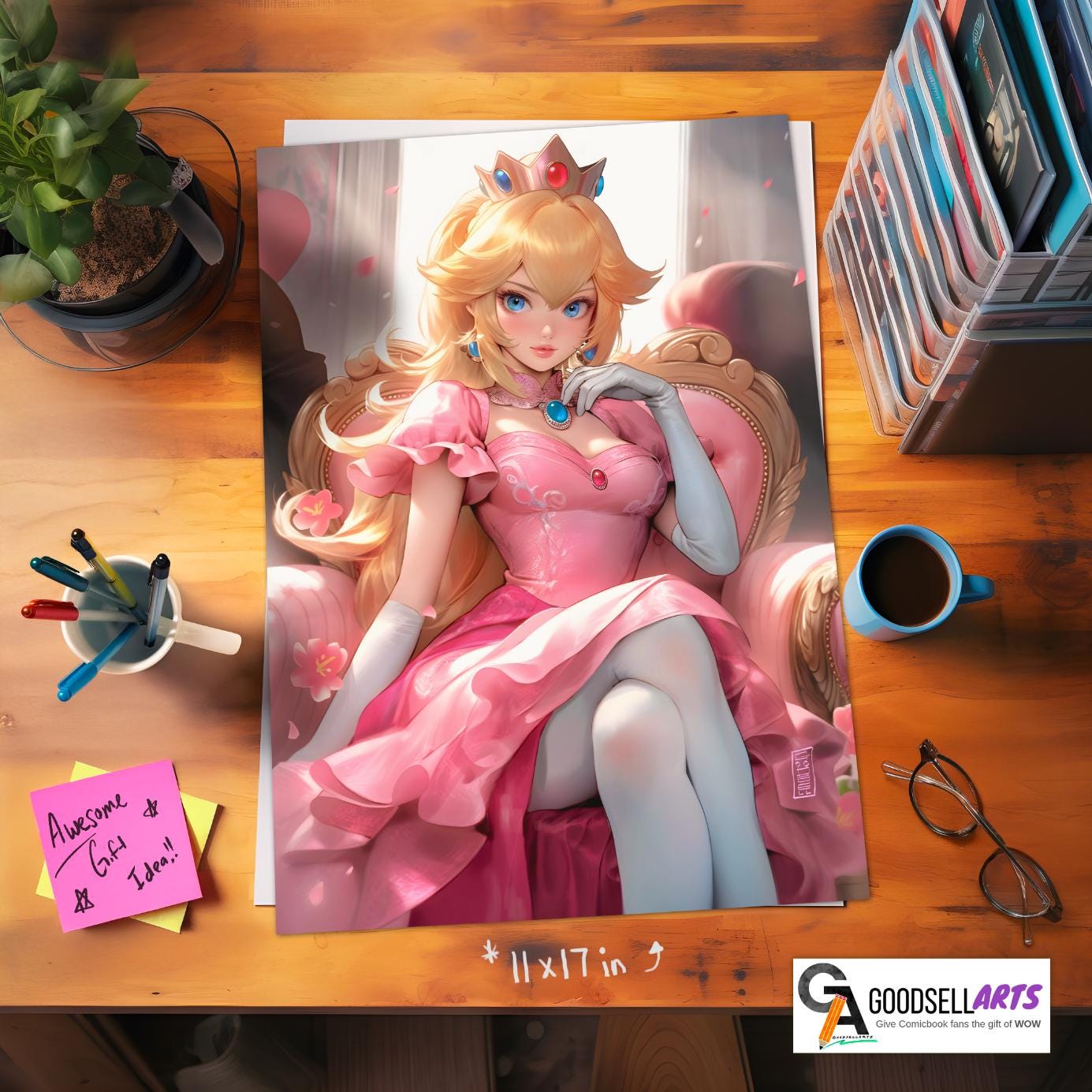 Princess Peach Poster Print | Princess Toadstool art | Video Game Poster | Princess peach Gift | Nintendo Gifts | Super Mario Bros Poster